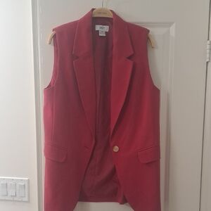 Red Sleeveless Blazer Vest